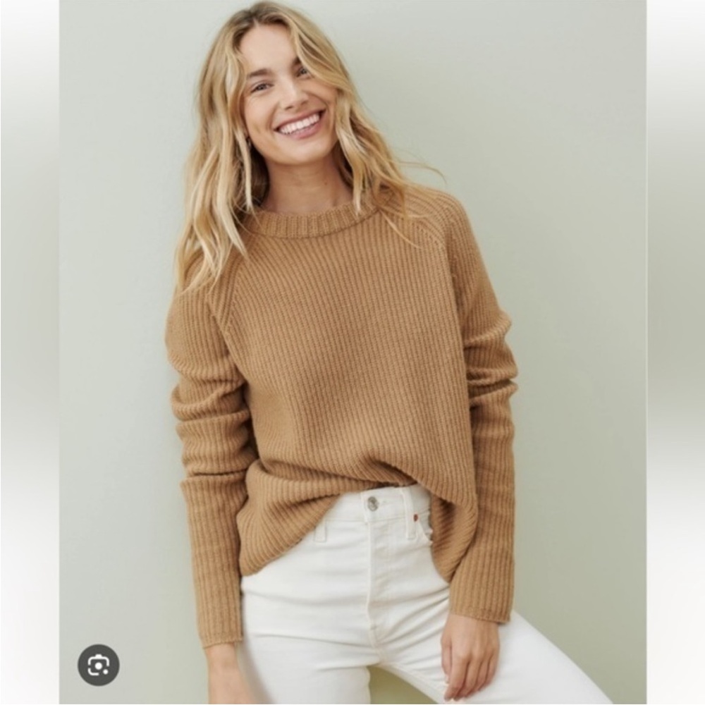 Jenni Kayne Small Cashmere Fisherman Sweater in Camel